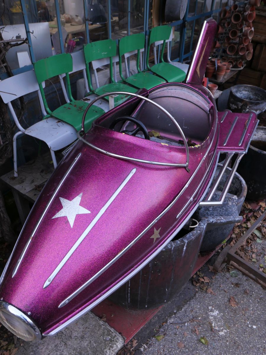 Sujet de manège avion fusée de fête foraine année 1970 – Image 11