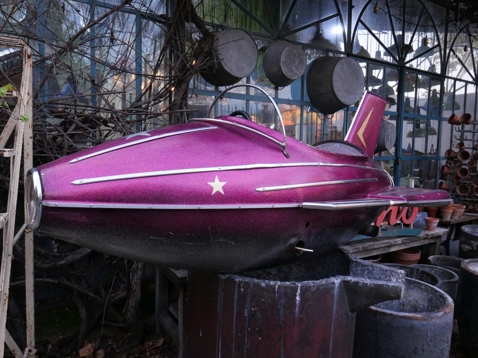 Sujet de manège avion fusée de fête foraine année 1970 – Image 13