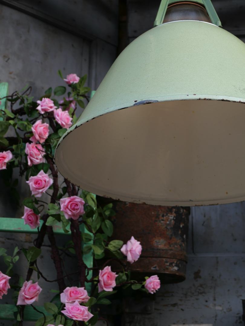 abat jour emaillee vert lampe holophane conique origine Union Sovietique – Image 13