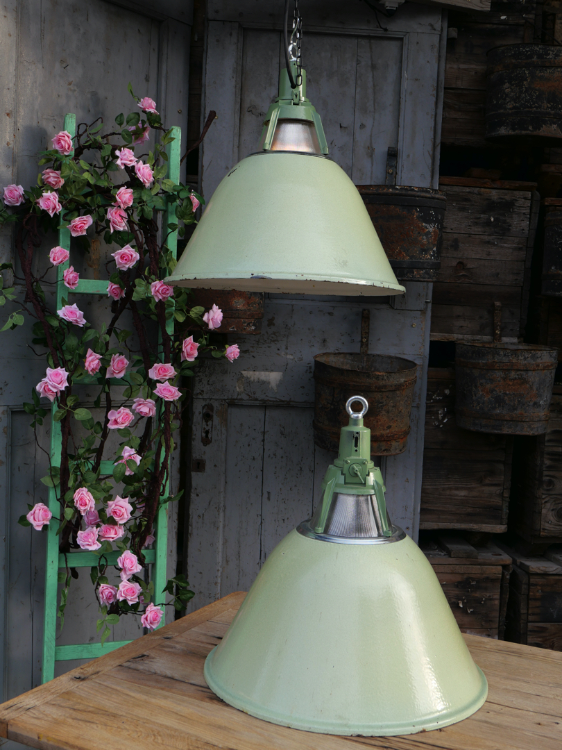 abat jour emaillee vert lampe holophane conique origine Union Sovietique – Image 15