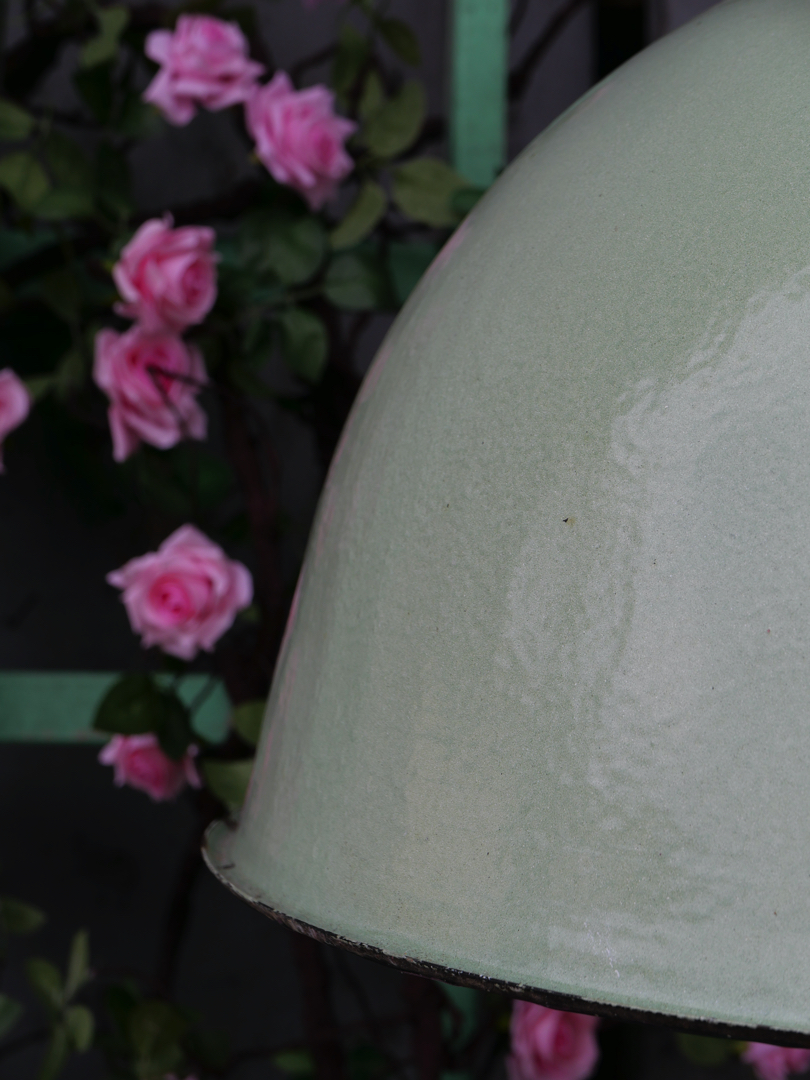 abat jour emaillee vert lampe holophane rond origine Union Sovietique – Image 7