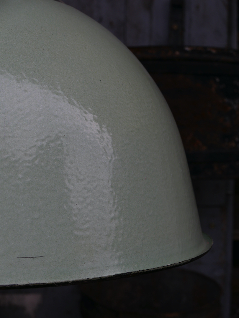 abat jour emaillee vert lampe holophane rond origine Union Sovietique – Image 8