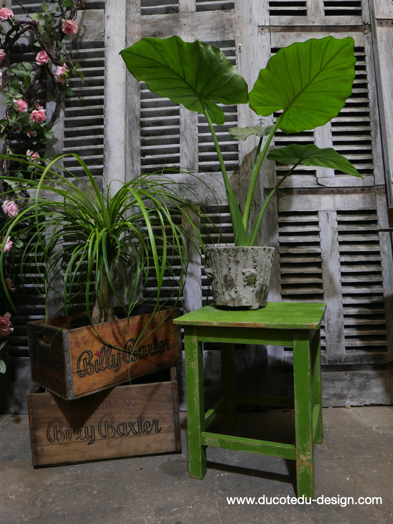 sellette, tabouret bois vert gazon – Image 5