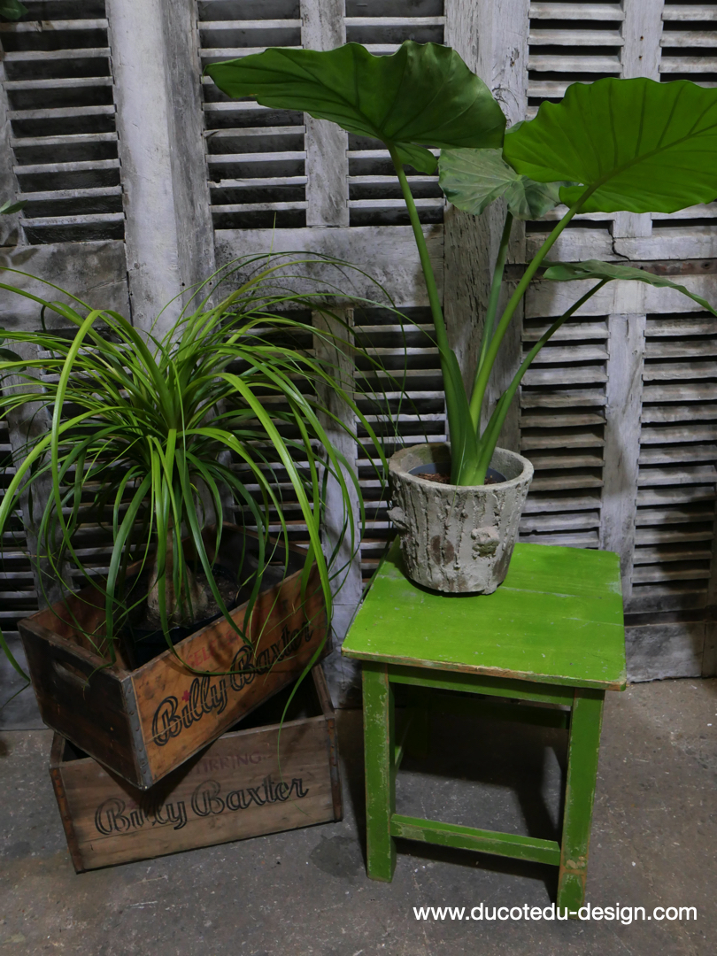 sellette, tabouret bois vert gazon – Image 2