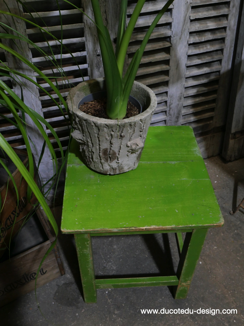 sellette, tabouret bois vert gazon – Image 3