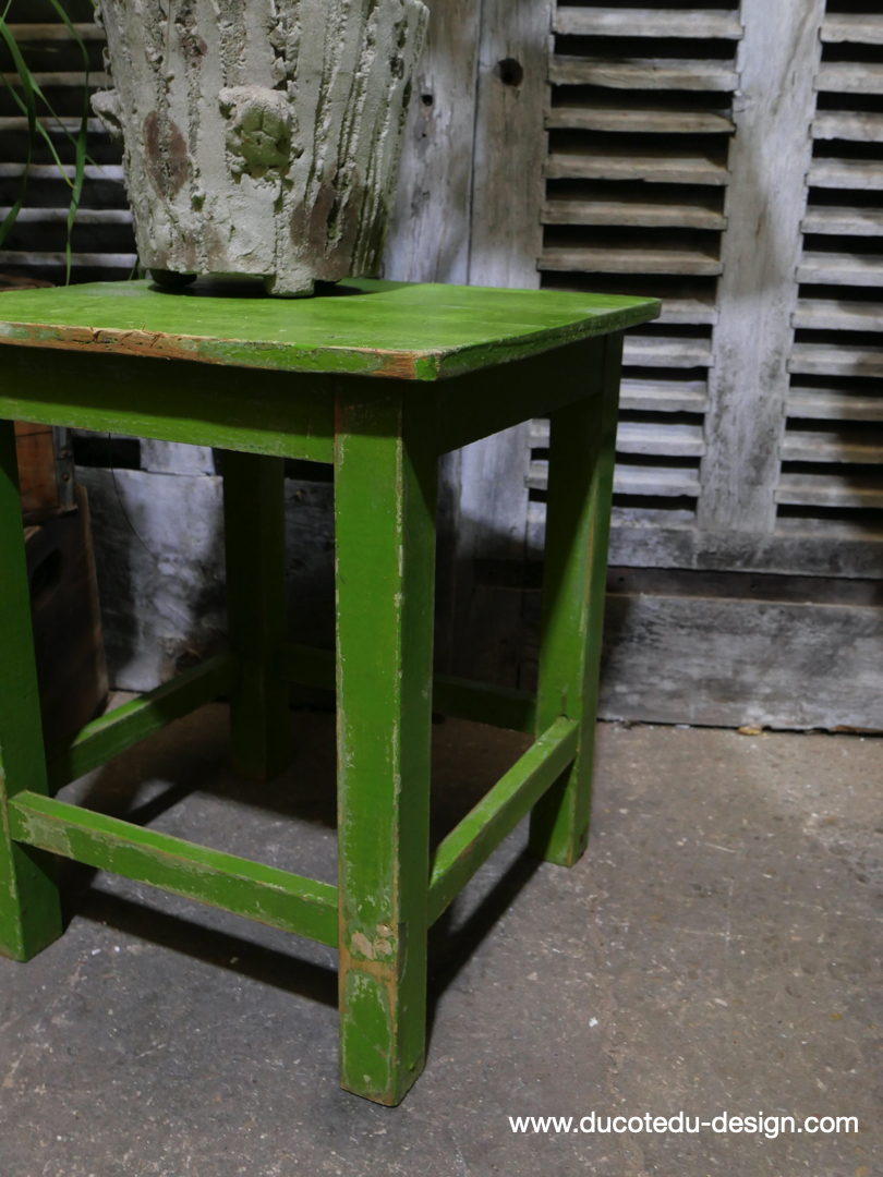 sellette, tabouret bois vert gazon – Image 4