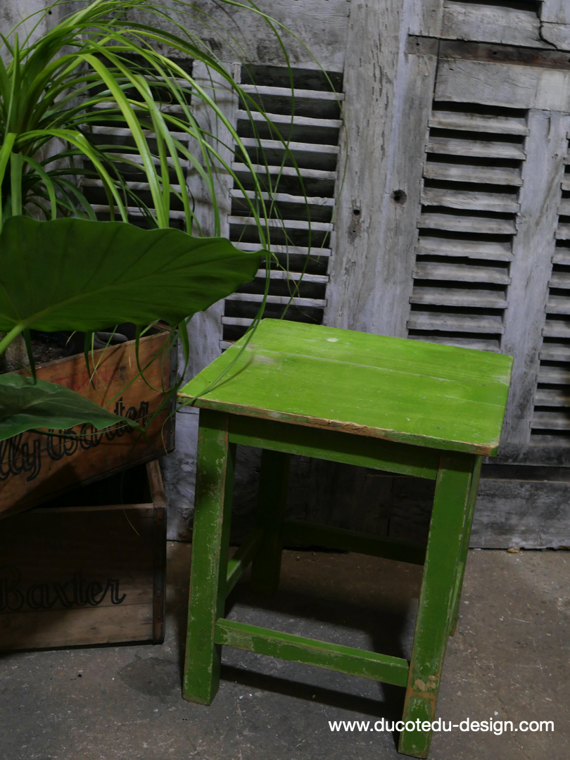 sellette, tabouret bois vert gazon – Image 6