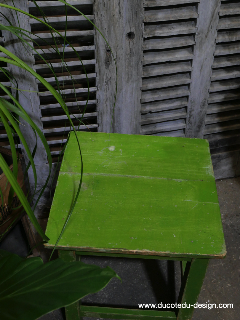 sellette, tabouret bois vert gazon – Image 7