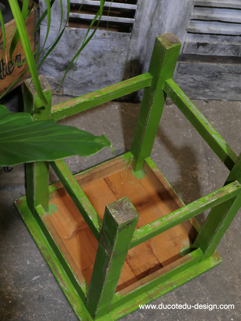 sellette, tabouret bois vert gazon – Image 8