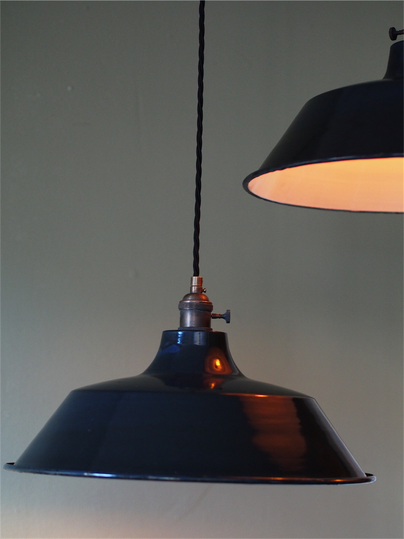 grand abat jour emaillee lampe industrielle noir – Image 5