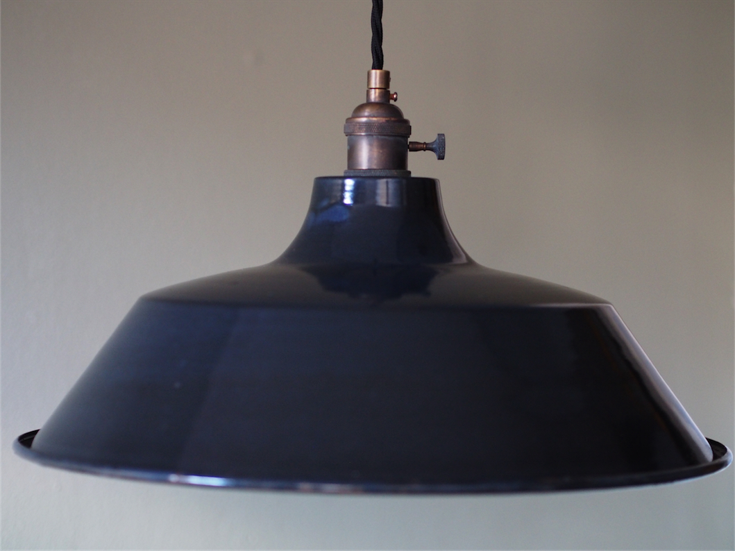grand abat jour emaillee lampe industrielle noir – Image 6
