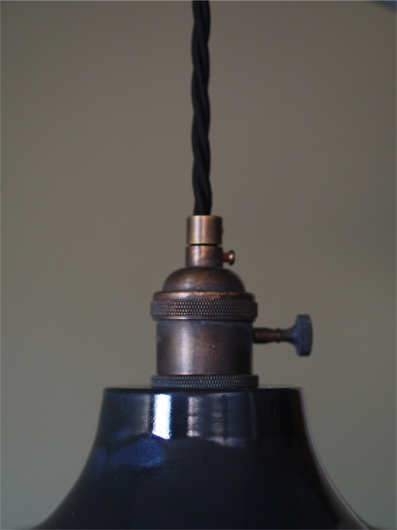 grand abat jour emaillee lampe industrielle noir – Image 9