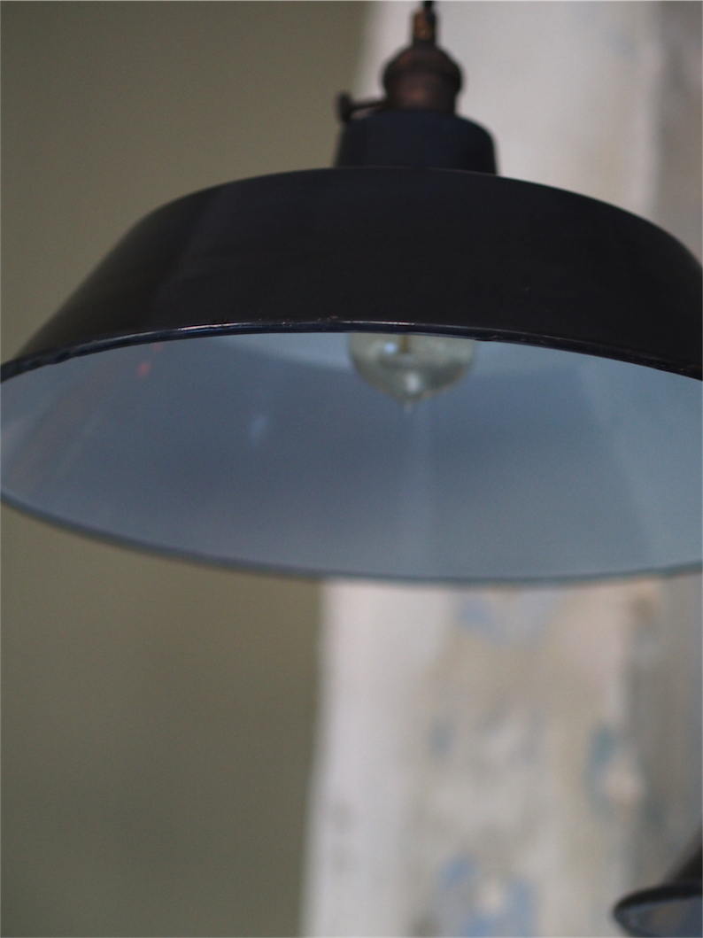 grand abat jour emaillee lampe industrielle noir – Image 14