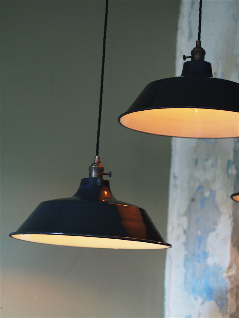 grand abat jour emaillee lampe industrielle noir – Image 11