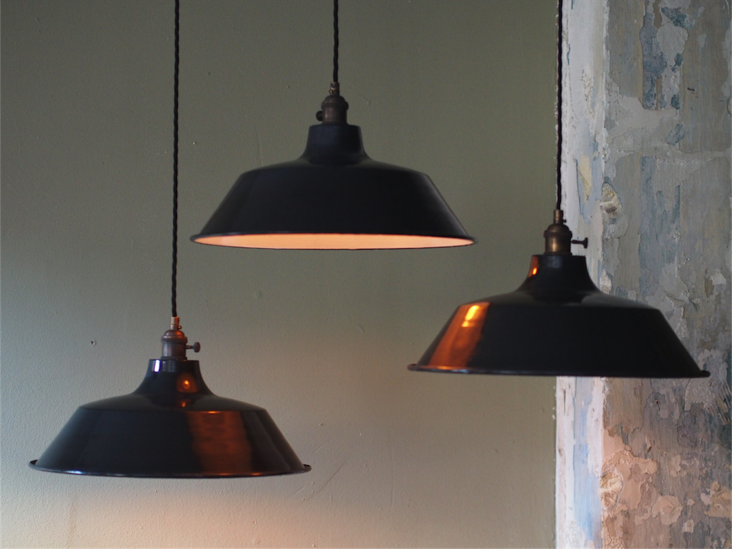 grand abat jour emaillee lampe industrielle noir – Image 4