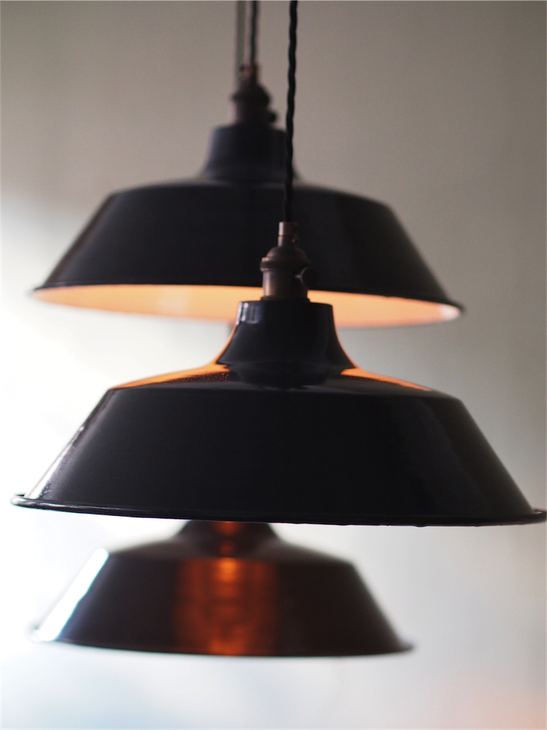 grand abat jour emaillee lampe industrielle noir – Image 8