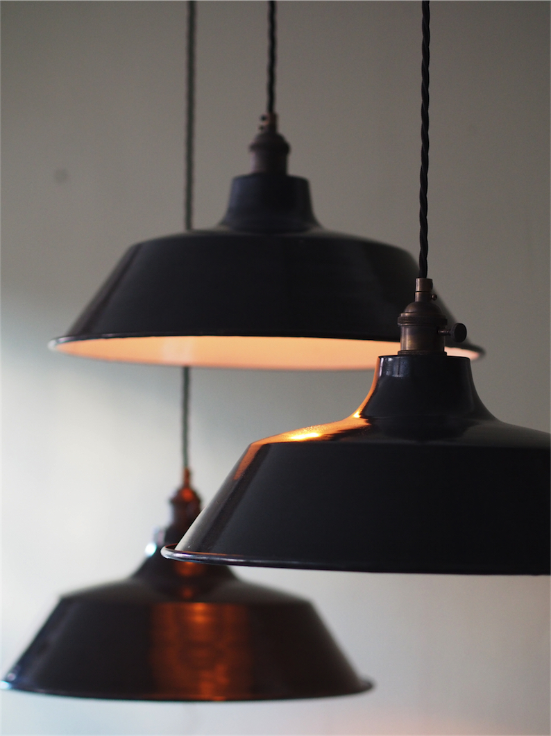 grand abat jour emaillee lampe industrielle noir – Image 10