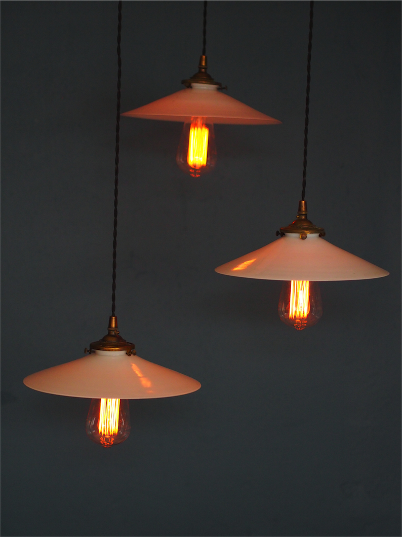 abat jour atelier opaline lampe industrielle – Image 2