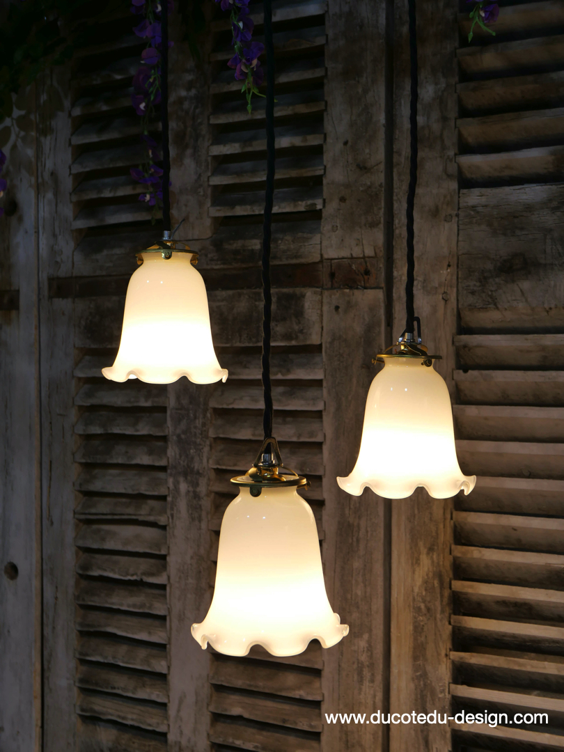 1 abat jour suspention baladeuse opaline a dentelle lampe – Image 2