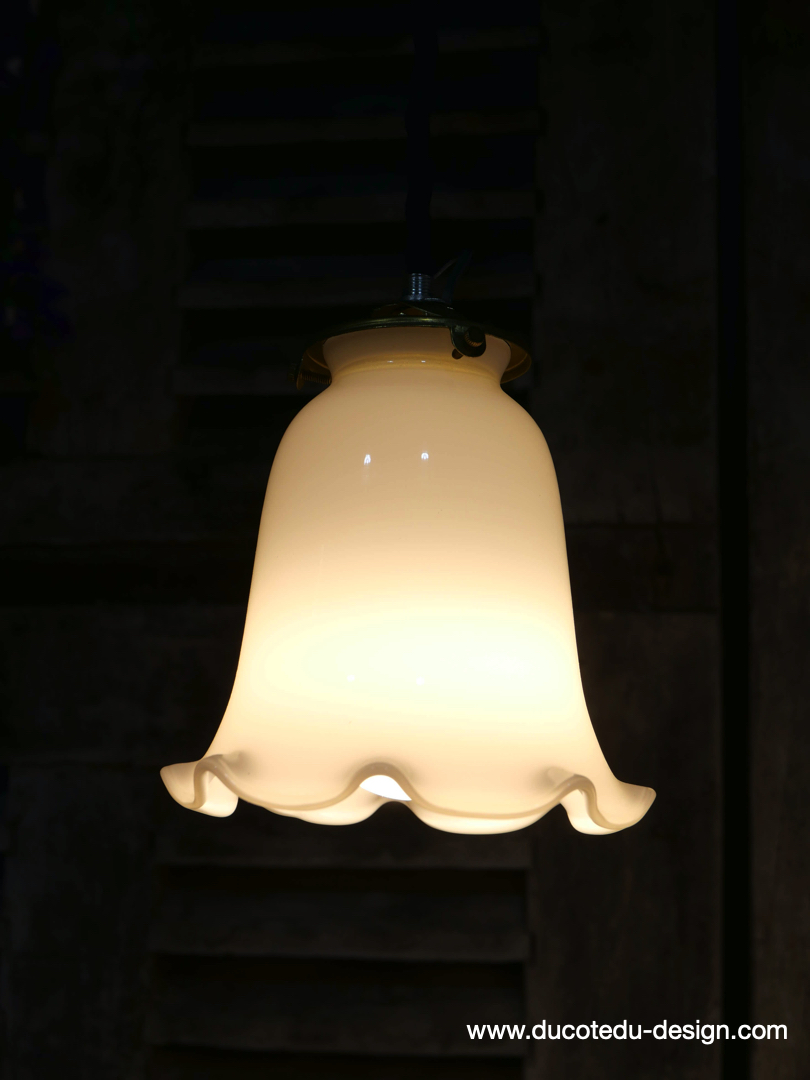 1 abat jour suspention baladeuse opaline a dentelle lampe – Image 7