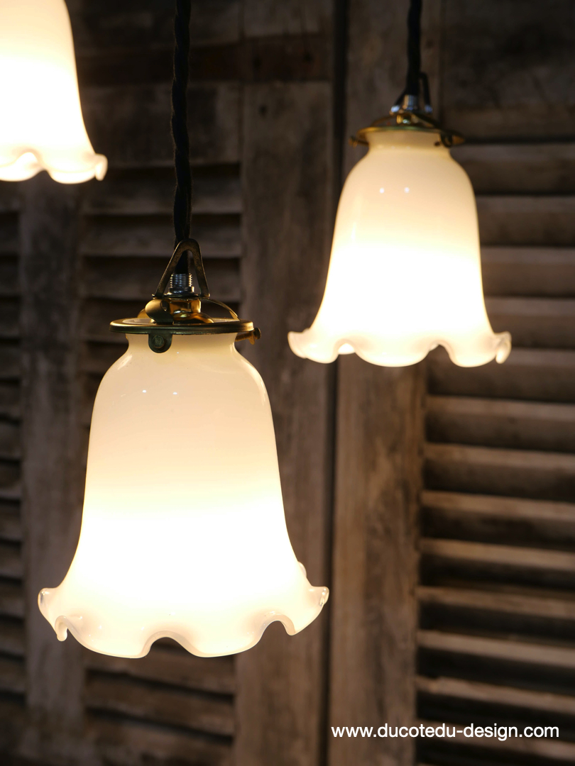 1 abat jour suspention baladeuse opaline a dentelle lampe – Image 9