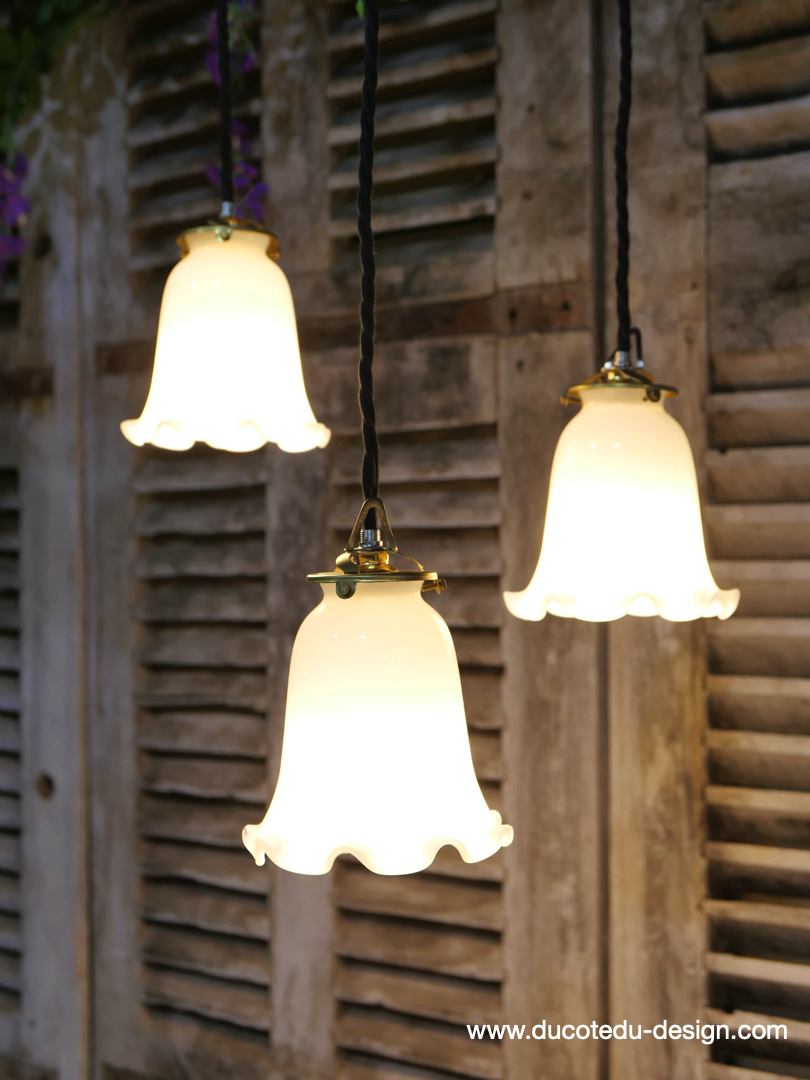 1 abat jour suspention baladeuse opaline a dentelle lampe – Image 14