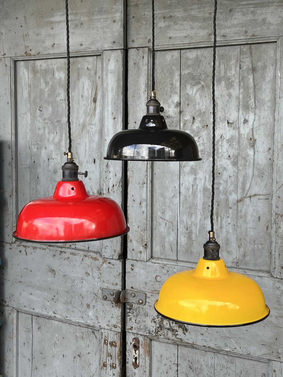 lampe abat jour emaillee industrielle jaune – Image 16