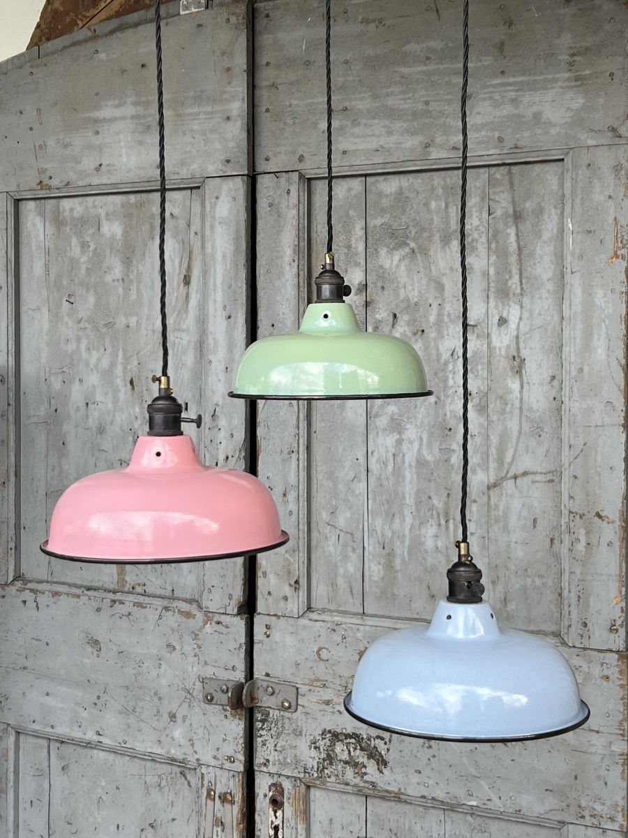 lampe abat jour emaillee industrielle jaune – Image 17