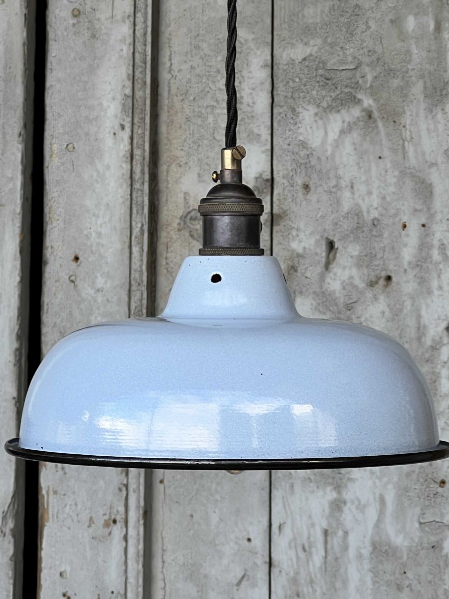 lampe abat jour emaillee industrielle bleu ciel – Image 4