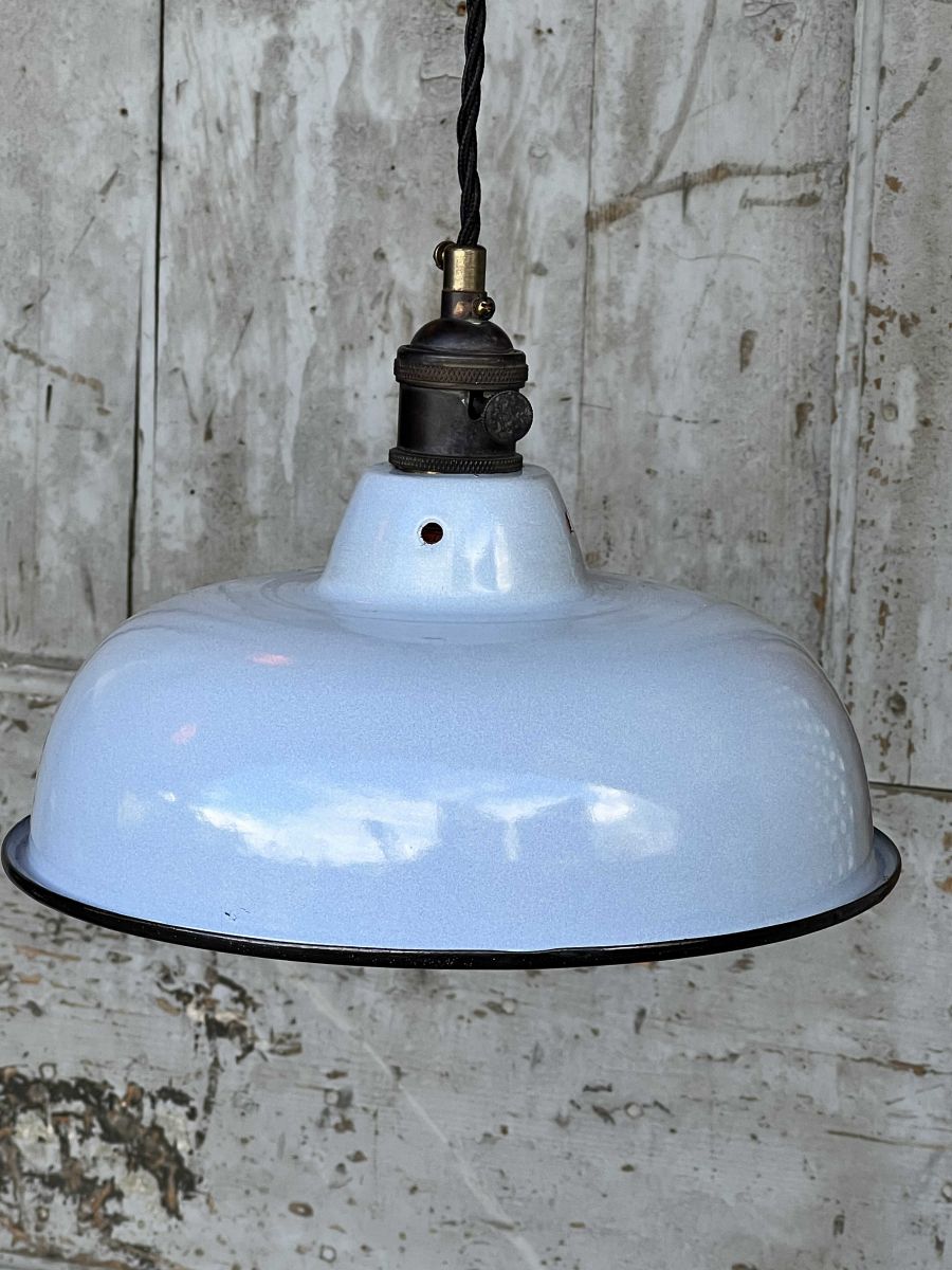 lampe abat jour emaillee industrielle bleu ciel – Image 5