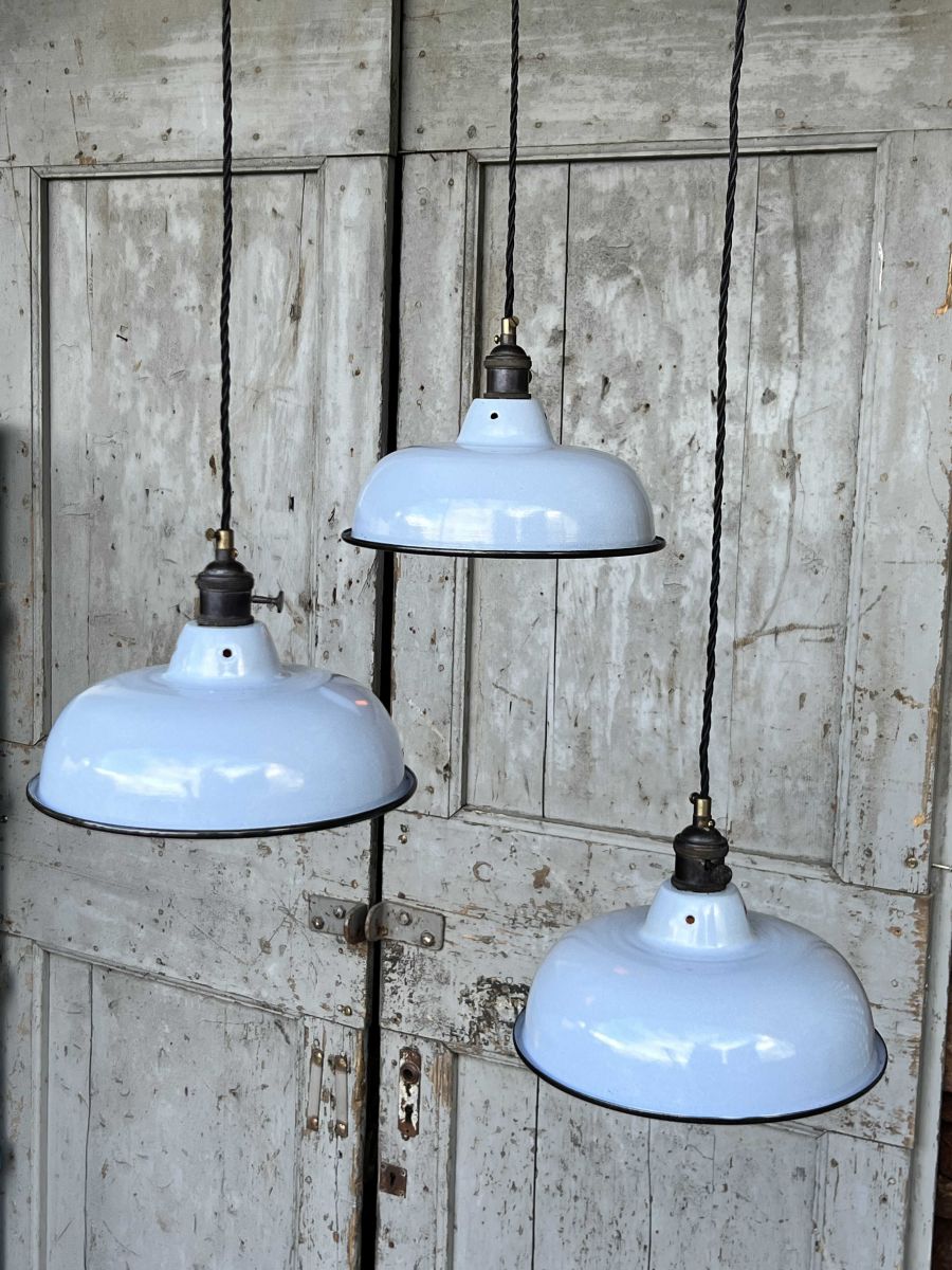 lampe abat jour emaillee industrielle bleu ciel – Image 6