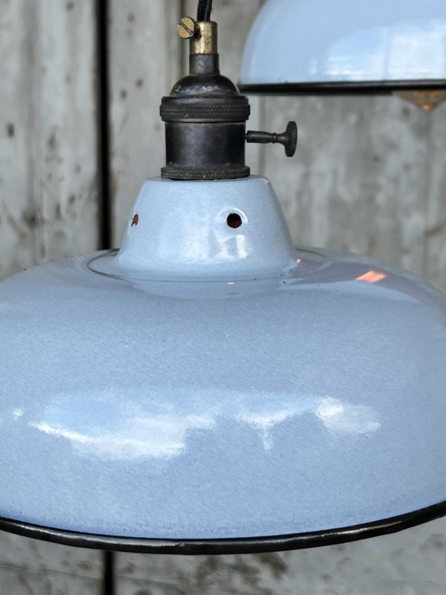 lampe abat jour emaillee industrielle bleu ciel – Image 10