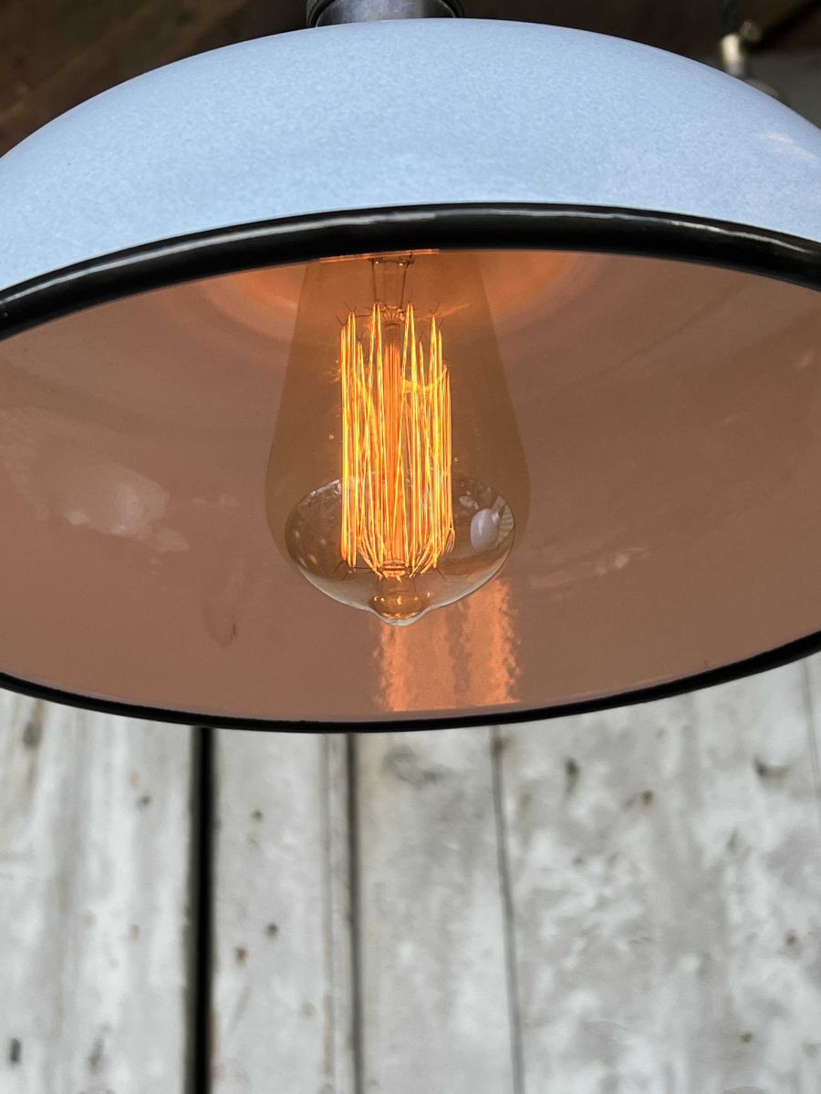 lampe abat jour emaillee industrielle bleu ciel – Image 12