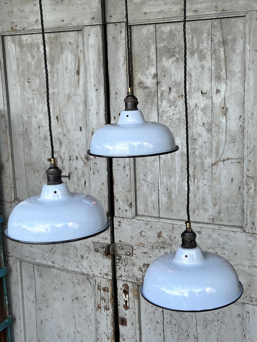 lampe abat jour emaillee industrielle bleu ciel – Image 15