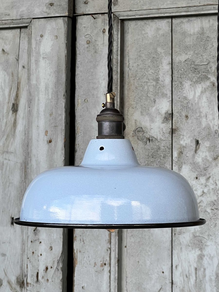 lampe abat jour emaillee industrielle bleu ciel – Image 14