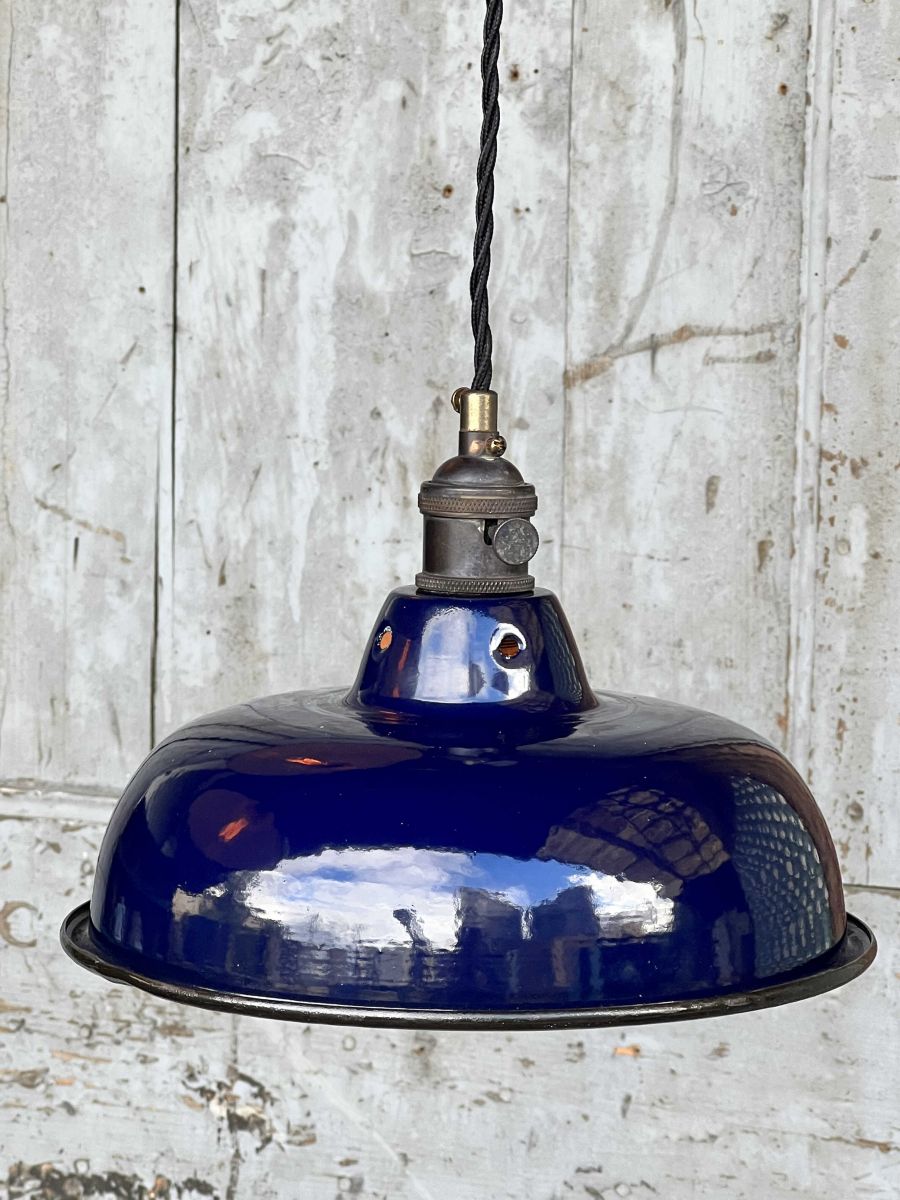 lampe abat jour emaillee industrielle bleu nuit – Image 3