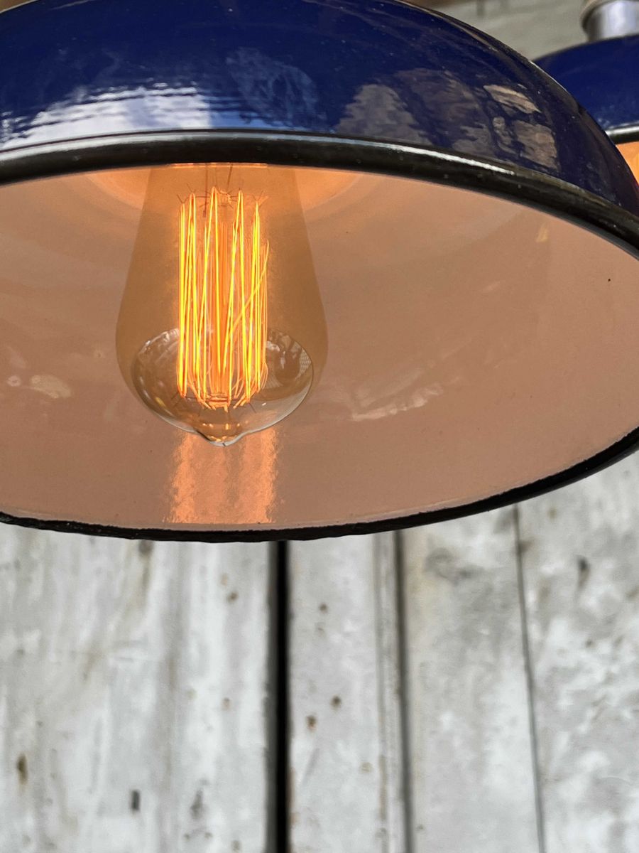 lampe abat jour emaillee industrielle bleu nuit – Image 13