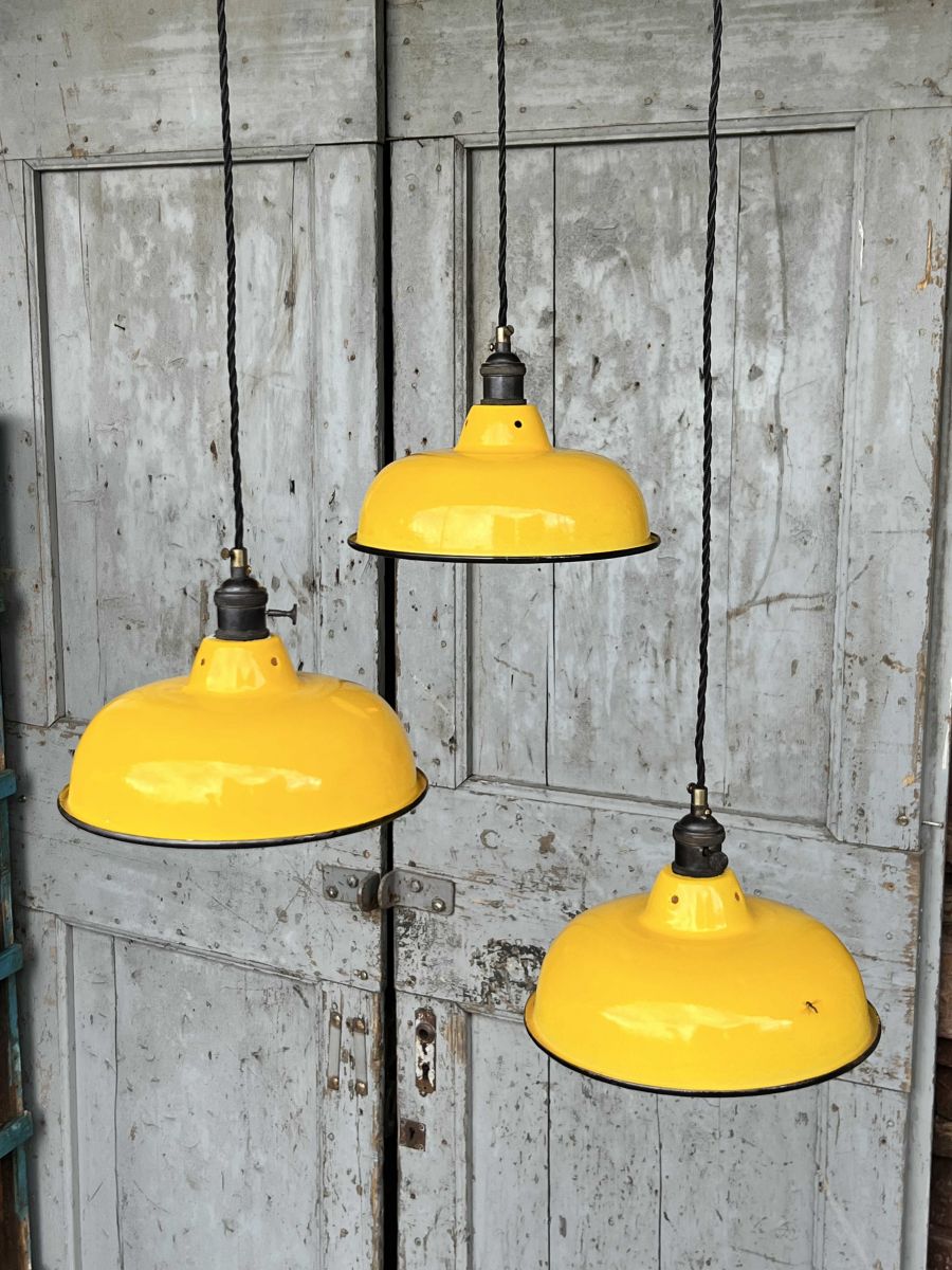 lampe abat jour emaillee industrielle jaune – Image 4