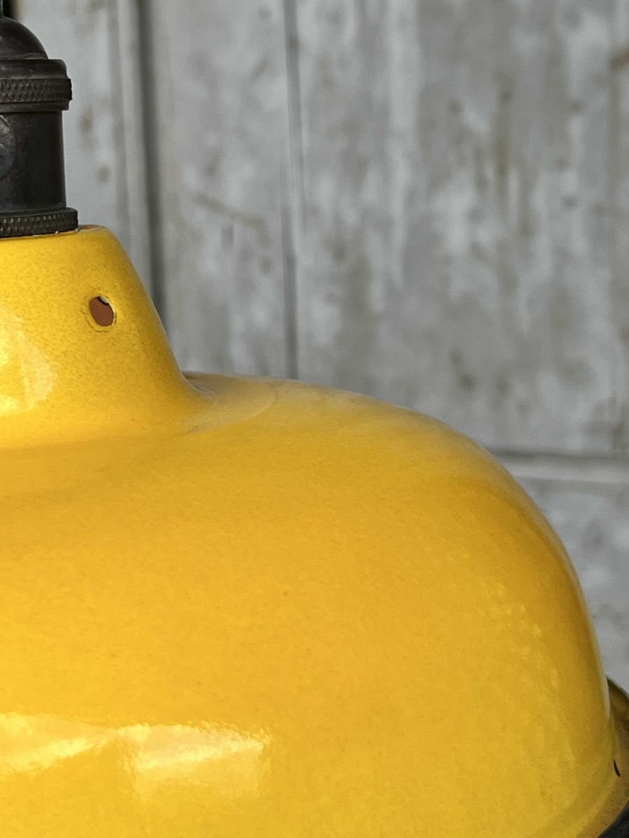 lampe abat jour emaillee industrielle jaune – Image 11