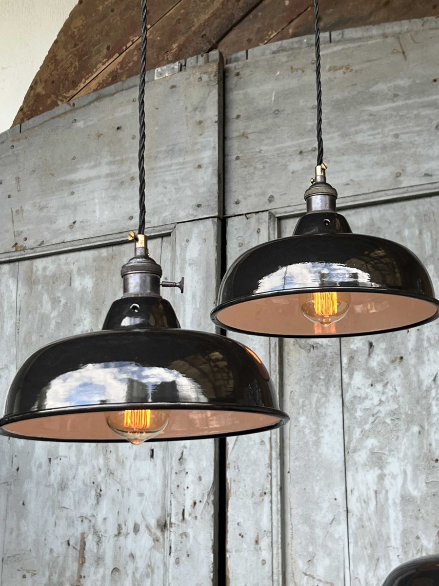 lampe abat jour emaillee industrielle noir – Image 8