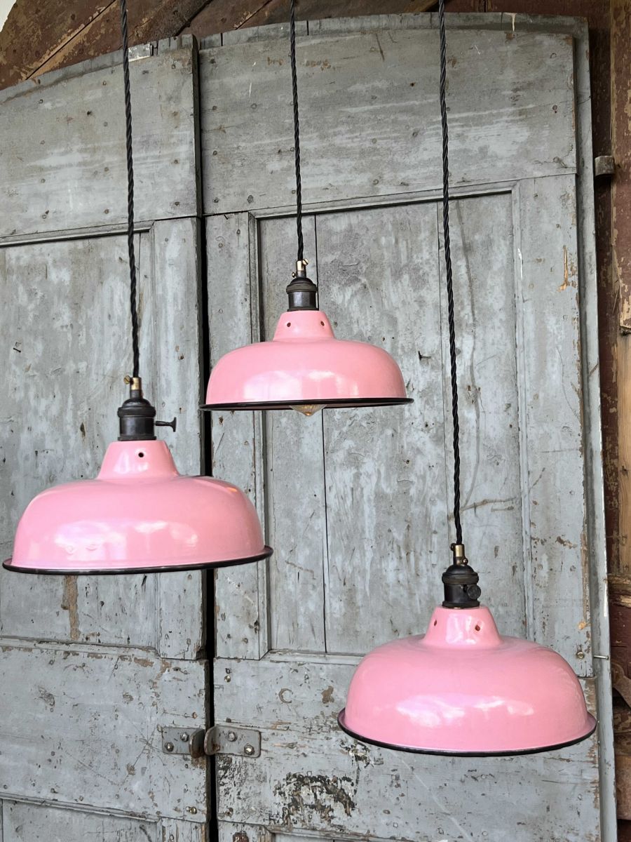 lampe abat jour emaillee industrielle rose – Image 14