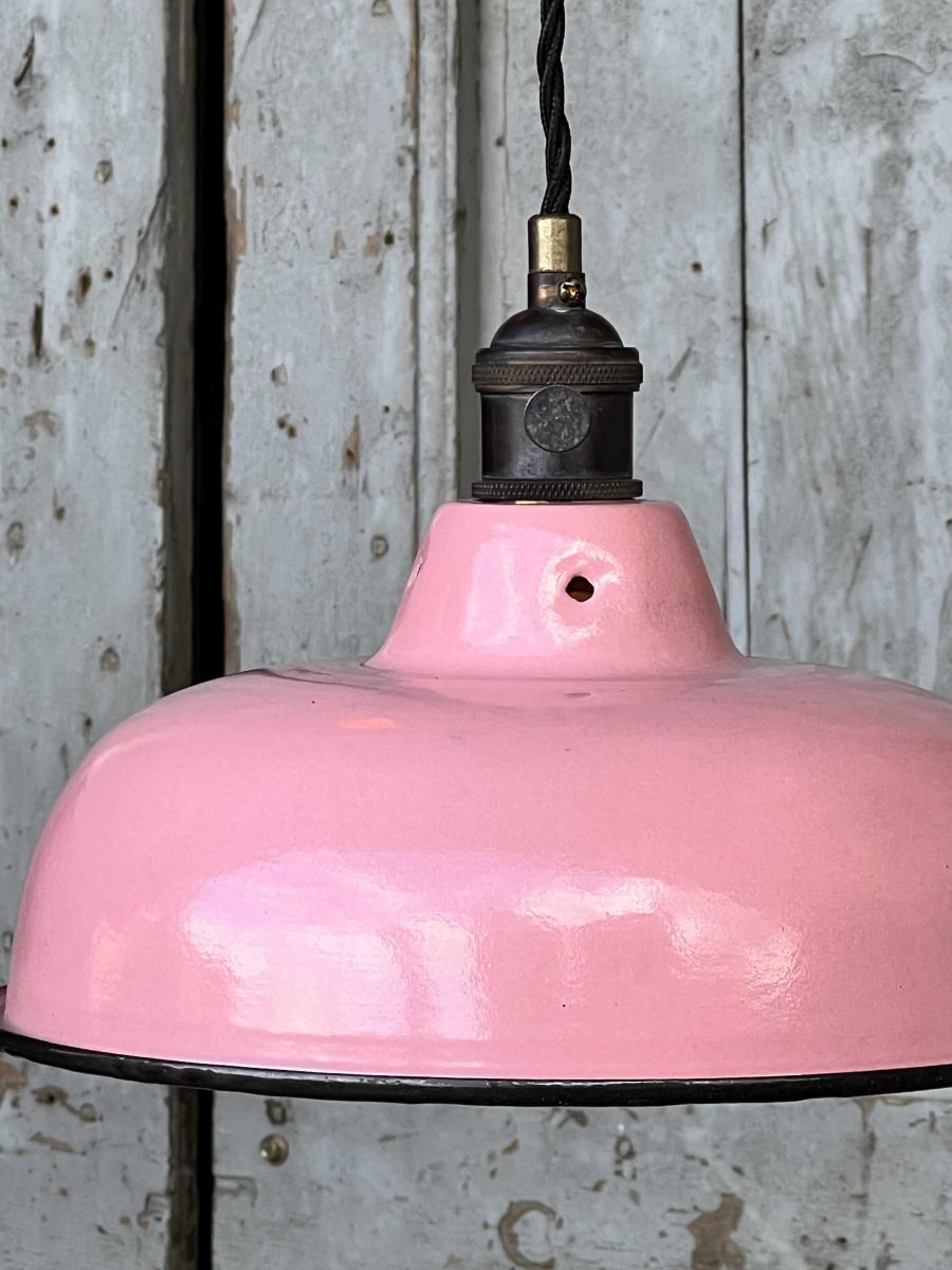 lampe abat jour emaillee industrielle rose – Image 6
