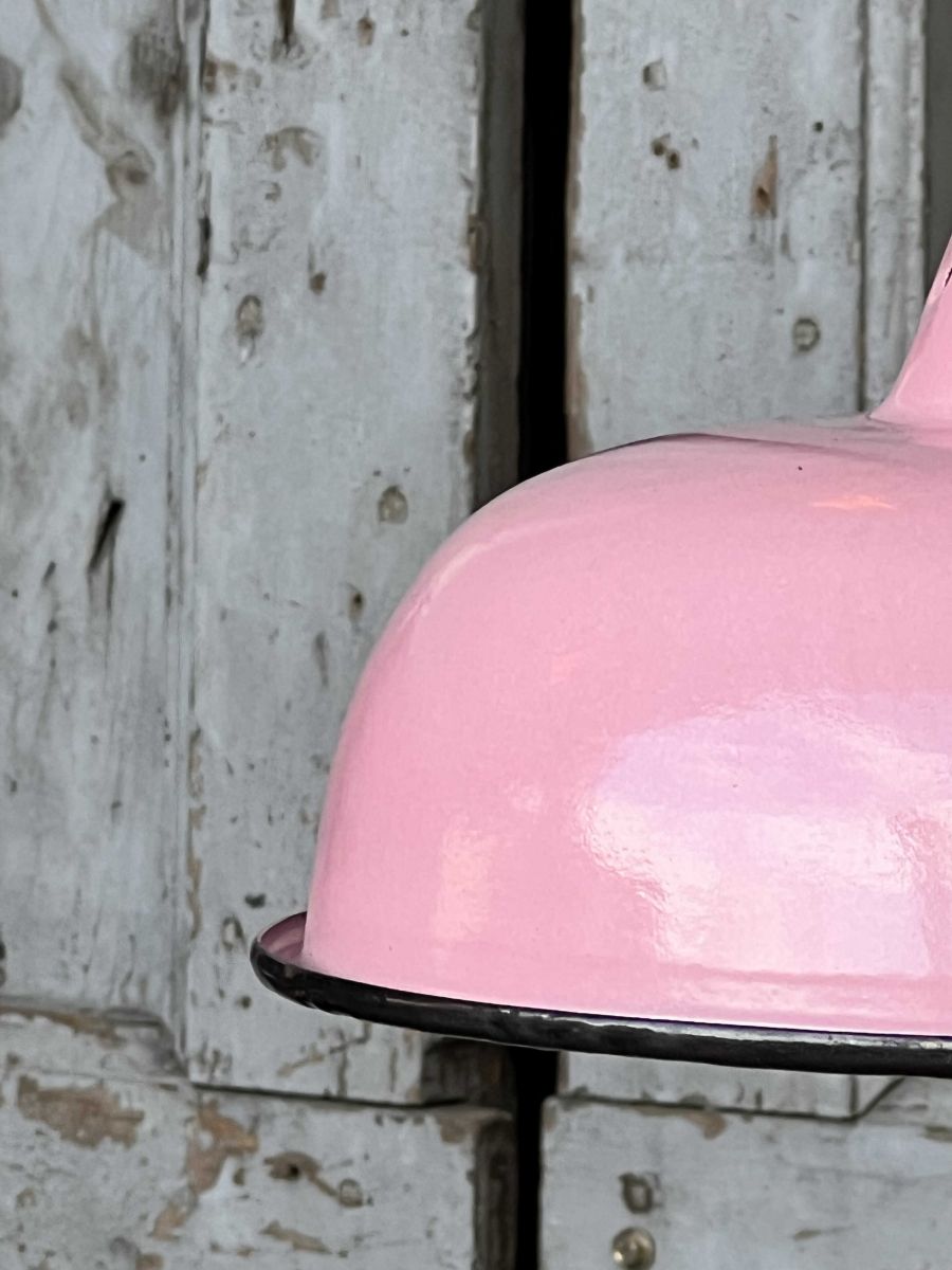 lampe abat jour emaillee industrielle rose – Image 7