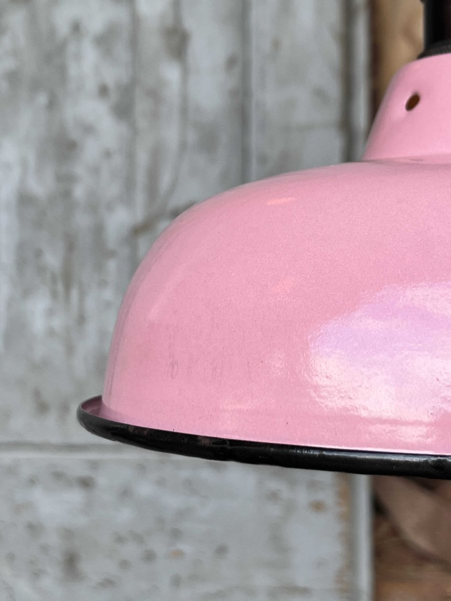 lampe abat jour emaillee industrielle rose – Image 11