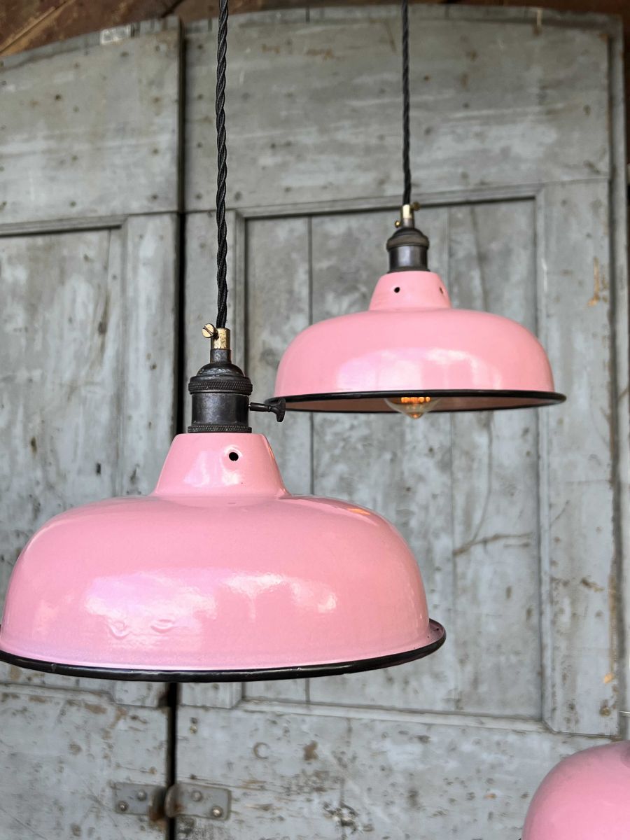 lampe abat jour emaillee industrielle rose – Image 12