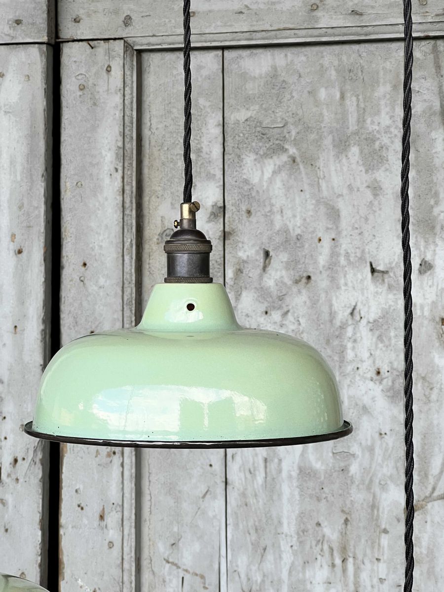 lampe abat jour emaillee industrielle vert amande – Image 5