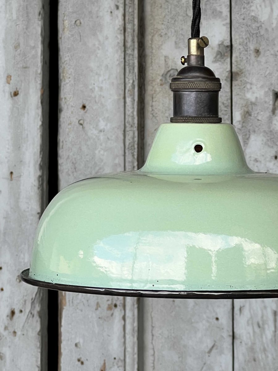 lampe abat jour emaillee industrielle vert amande – Image 6