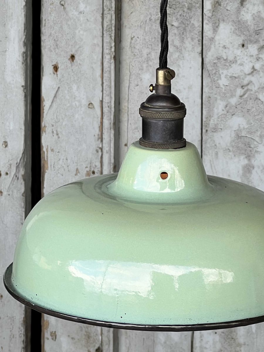 lampe abat jour emaillee industrielle vert amande – Image 7