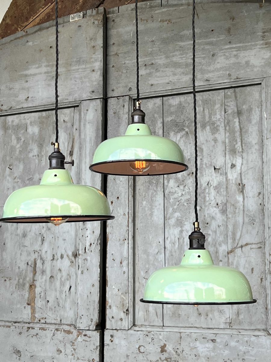 lampe abat jour emaillee industrielle vert amande – Image 16