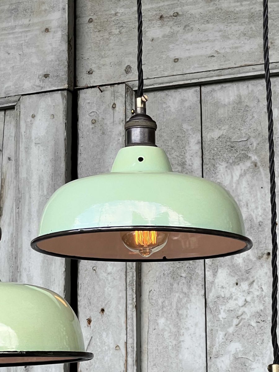 lampe abat jour emaillee industrielle vert amande – Image 8